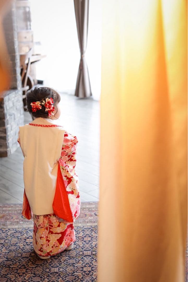 七五三3歳　女の子　着物セット　髪飾り付き