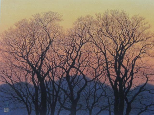 坪内滄明、茜梢、希少な画集より、新品高級額装付、状態良好