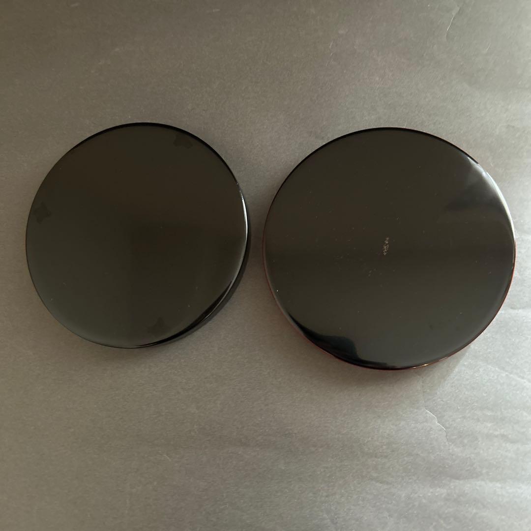 輪島塗本朱、黒漆五寸皿2客