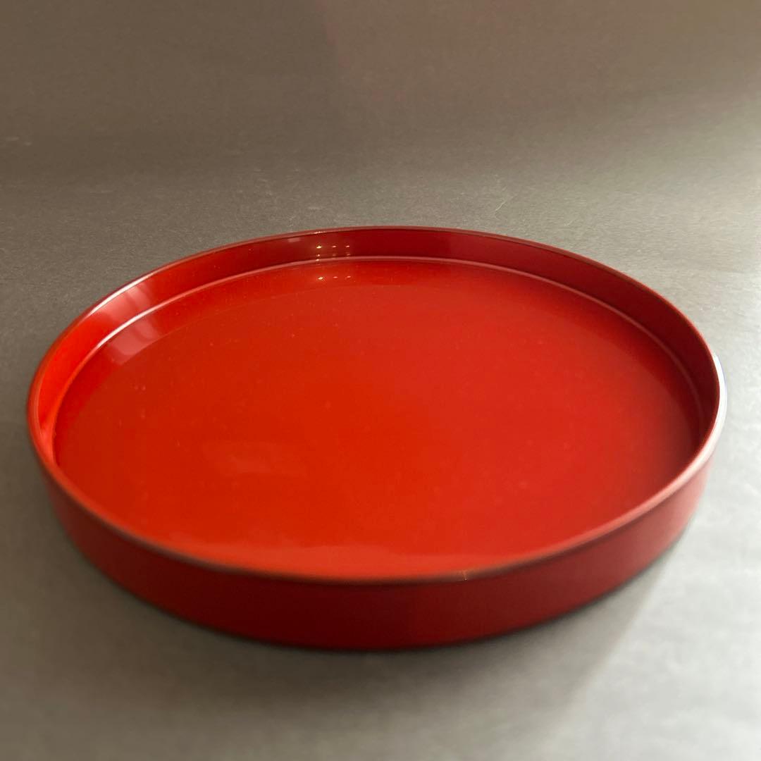 輪島塗本朱、黒漆五寸皿2客