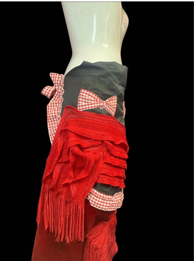 エプロン・三角巾 Red Knit Apron Dress