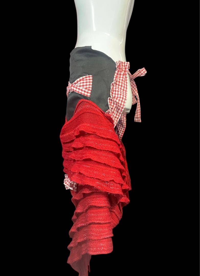 エプロン・三角巾 Red Knit Apron Dress