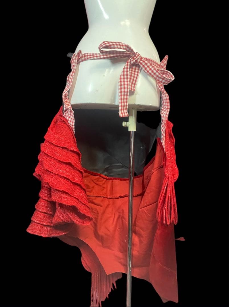 エプロン・三角巾 Red Knit Apron Dress