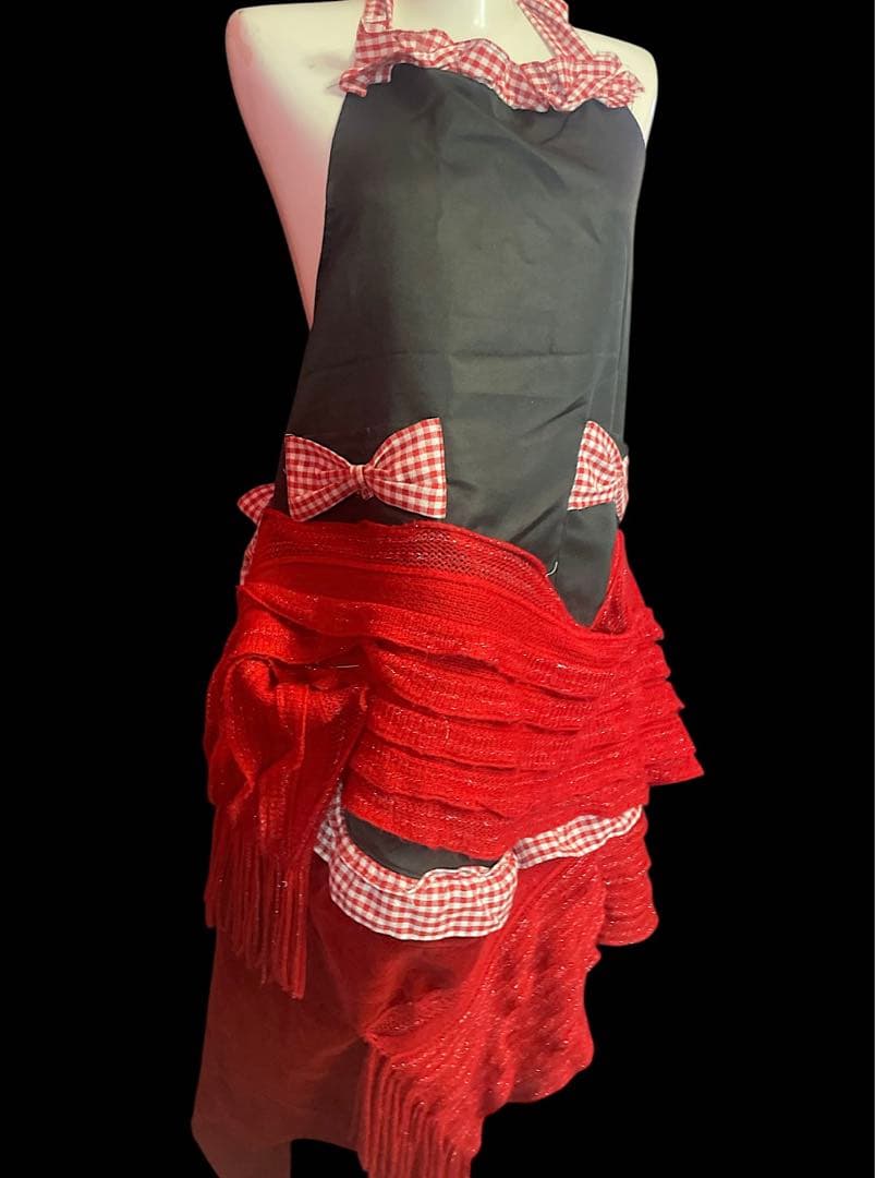 エプロン・三角巾 Red Knit Apron Dress