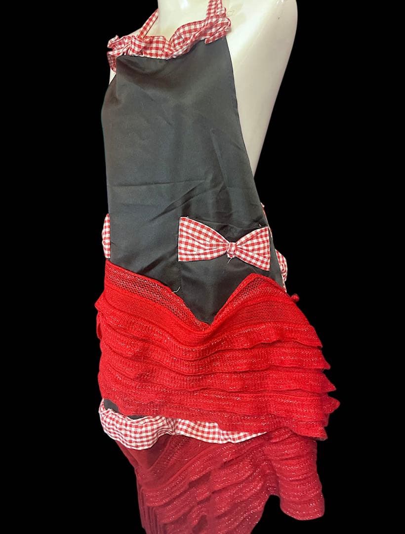 エプロン・三角巾 Red Knit Apron Dress