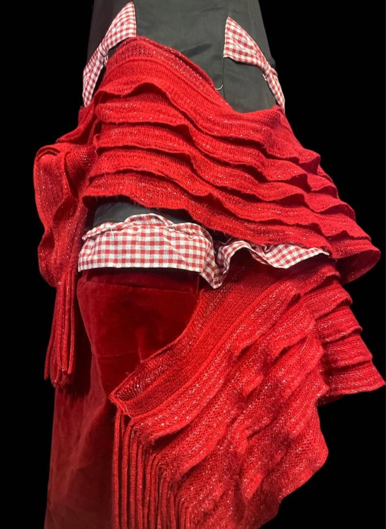 エプロン・三角巾 Red Knit Apron Dress