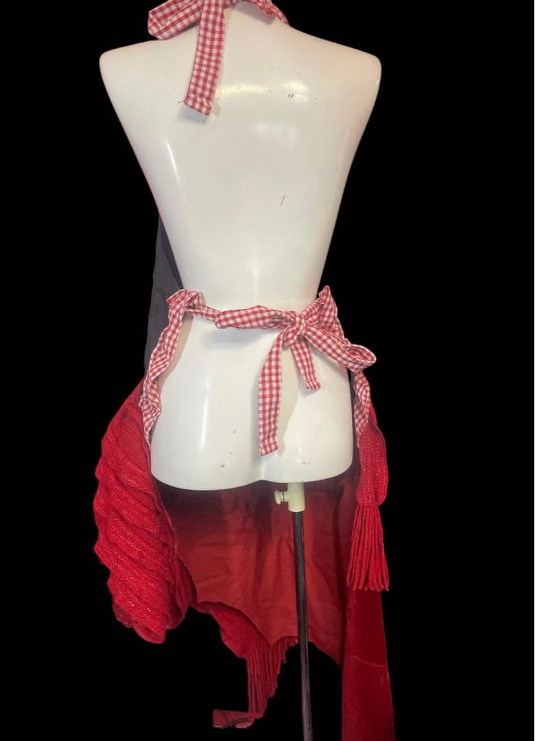 エプロン・三角巾 Red Knit Apron Dress