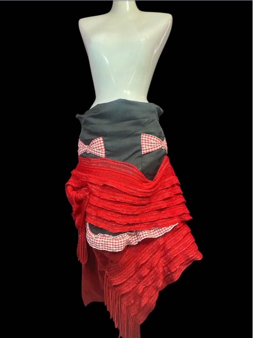 エプロン・三角巾 Red Knit Apron Dress