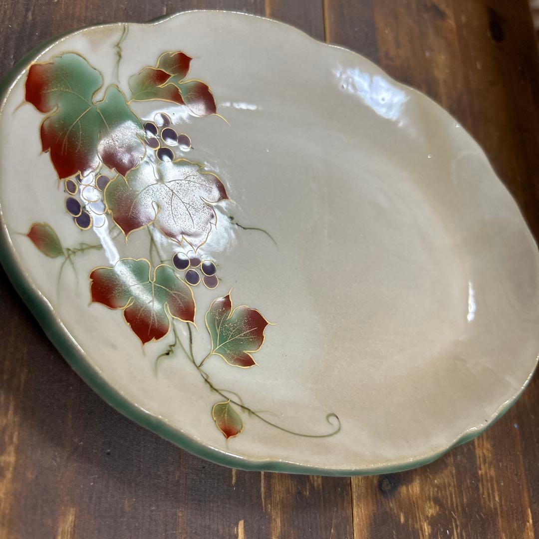 京都　京焼　清水焼　とうあん　陶葊　オーバル皿　山葡萄