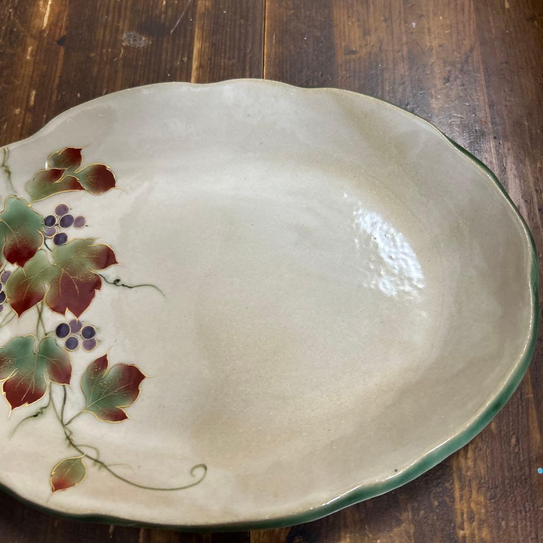 京都　京焼　清水焼　とうあん　陶葊　オーバル皿　山葡萄