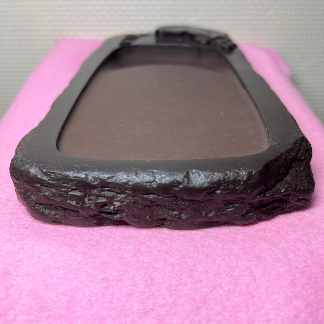 ⭕️赤間硯　阿野硯製作所　葡萄彫刻入り野面硯　かなり古い作品