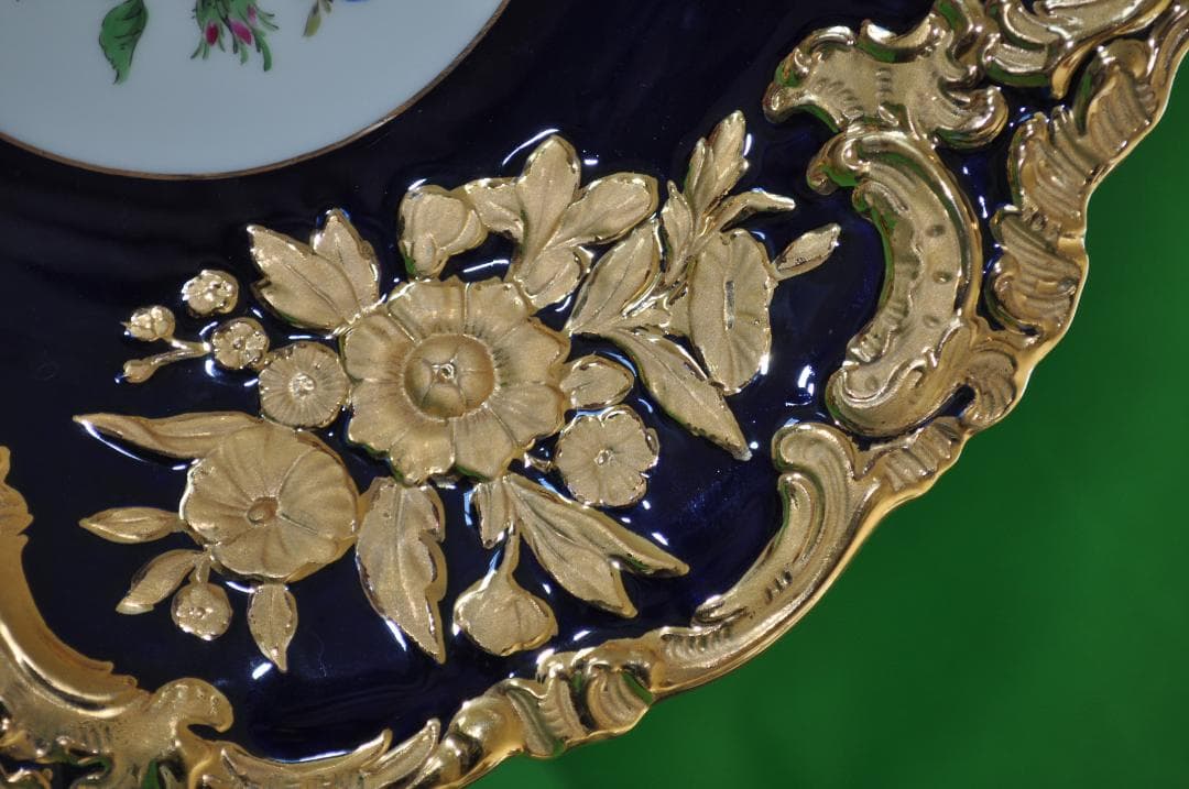 高級品【マイセン】セレモニアボウル・ゴールド＆コバルトキャビネットプレート