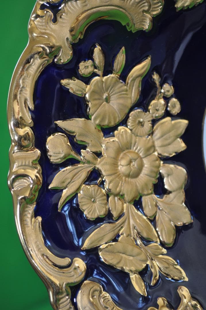 高級品【マイセン】セレモニアボウル・ゴールド＆コバルトキャビネットプレート