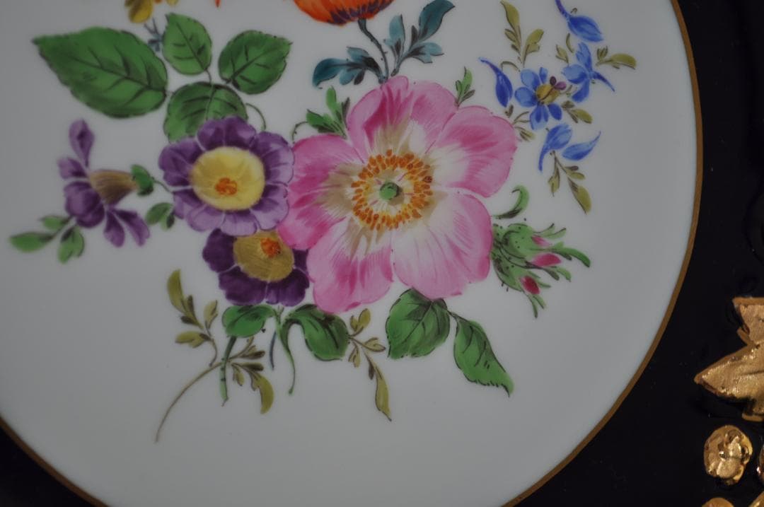 高級品【マイセン】セレモニアボウル・ゴールド＆コバルトキャビネットプレート