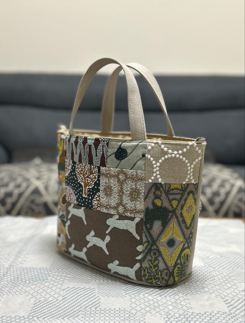 sale ハンドメイド ミナペルホネン パッチのオーバルトート(L)