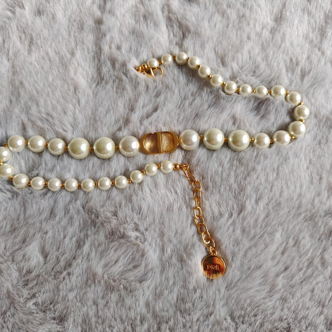 Dior レジンパール ネックレス ホワイト×ゴールド