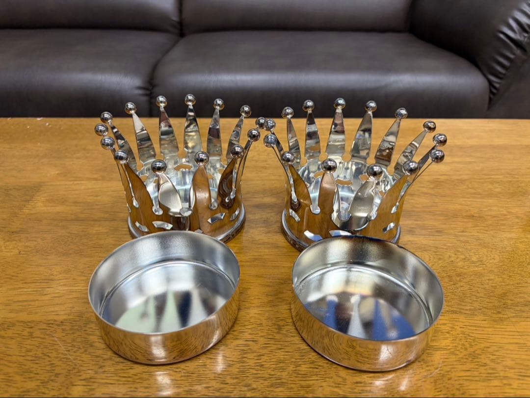 王冠　小　2個セット　クラウン　キャンドルホルダー　アクセサリー入れ