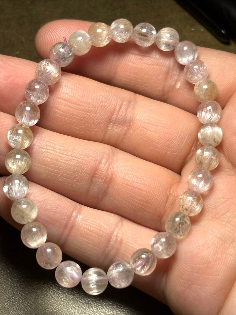 キャッツアイ　クンツァイトブレスレット約6.5㎜（新品未使用）高品質ハイグレード