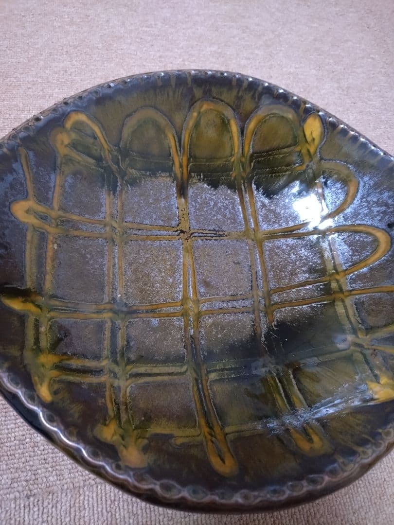 十場天伸　つくも窯　新品未使用　 大皿耐熱性スリップウェア