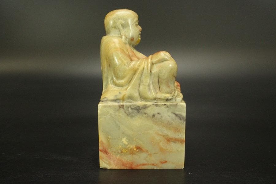 中国美術 寿山石 刻布袋 印材(A550)