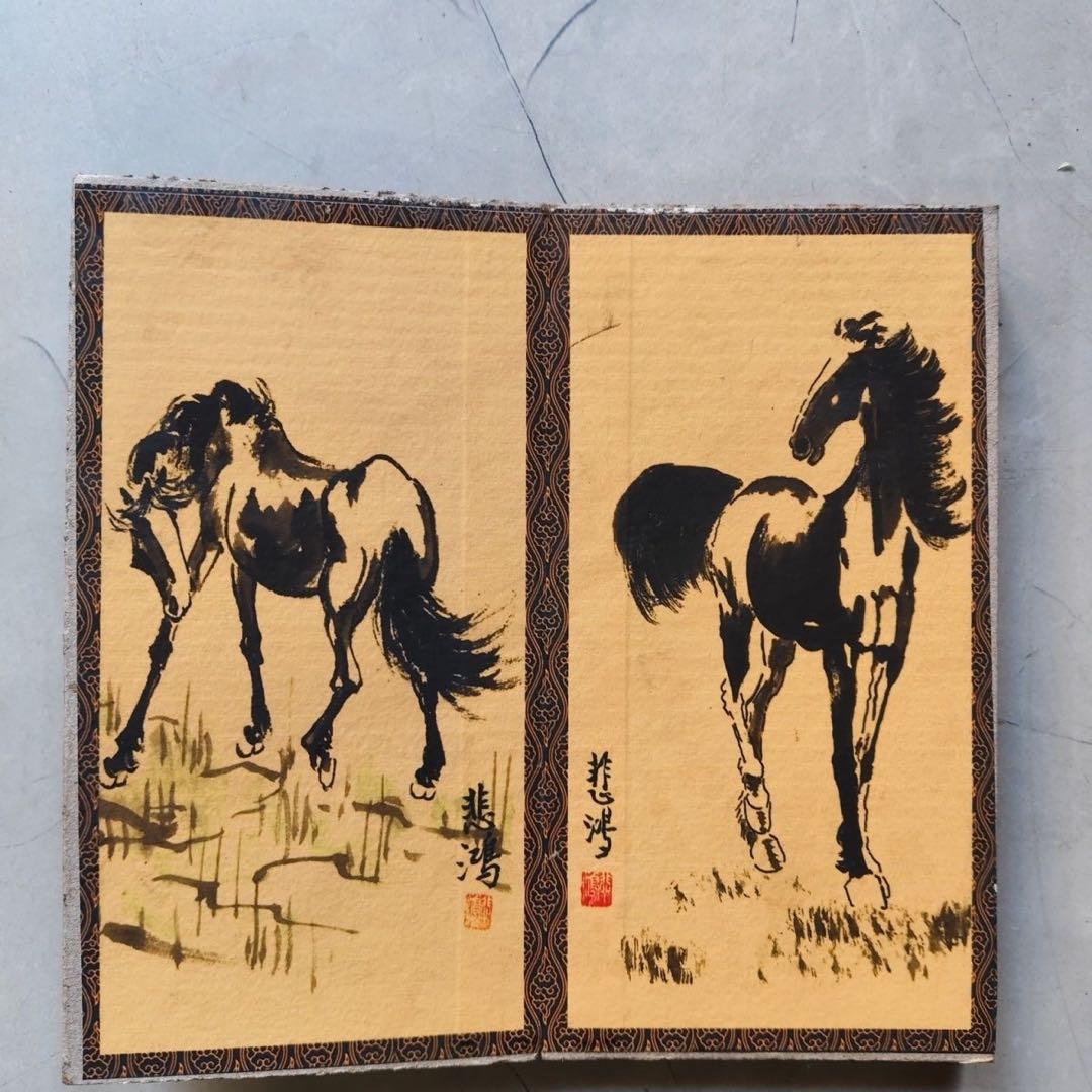 徐悲鸿 馬 絵画 册頁 画集 中国水墨画 馬図 伝統絵画 書画 アート 掛軸