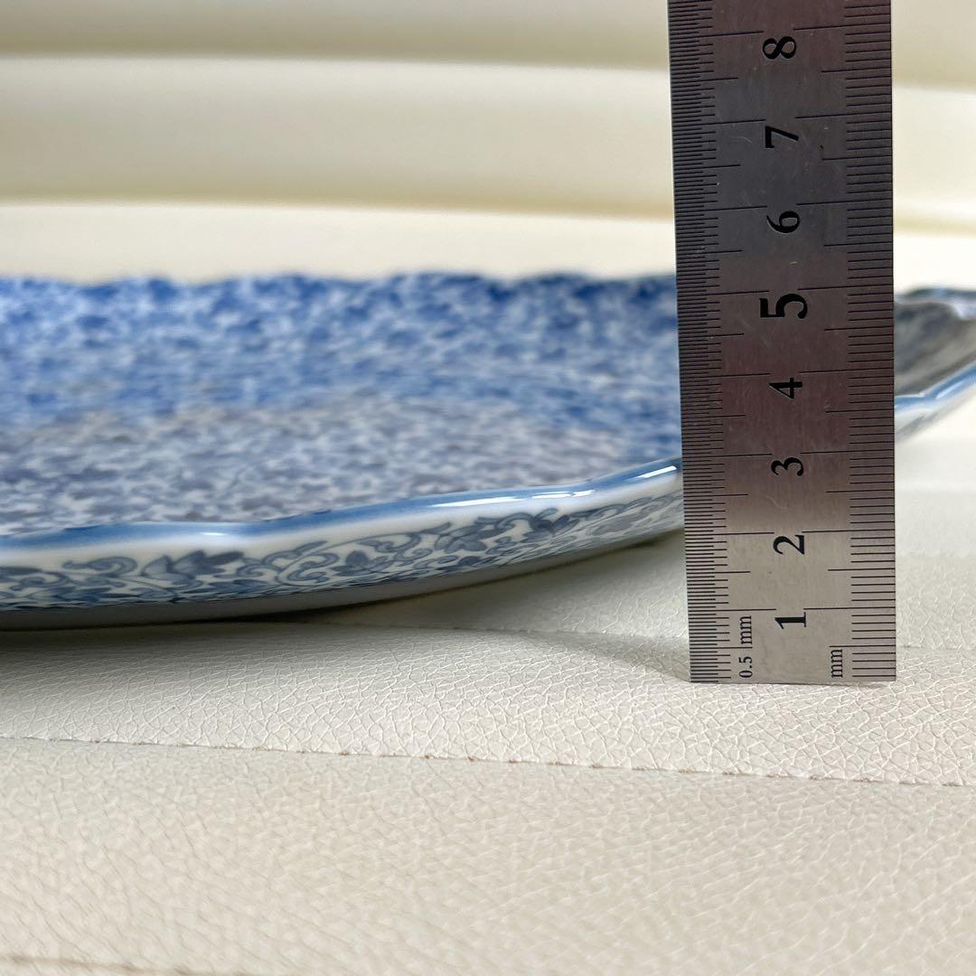 三洋陶器　龍峰窯　染付唐草　取手付き　オードブル皿　楕円皿　大皿　盛皿　古伊万里