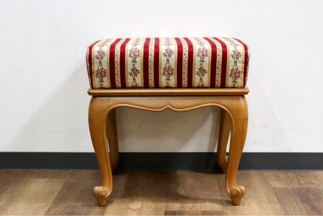 GMHK844○西洋 アンティーク スツール オットマン 猫脚 ファブリック