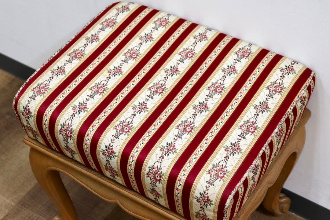 GMHK844○西洋 アンティーク スツール オットマン 猫脚 ファブリック