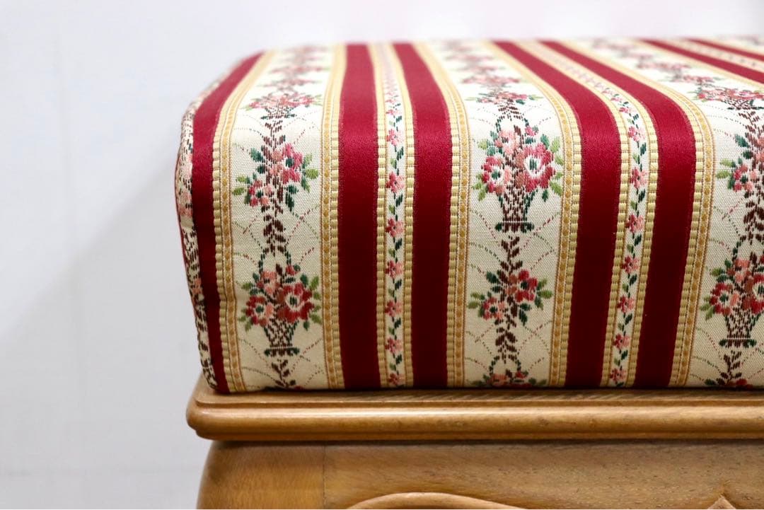 GMHK844○西洋 アンティーク スツール オットマン 猫脚 ファブリック