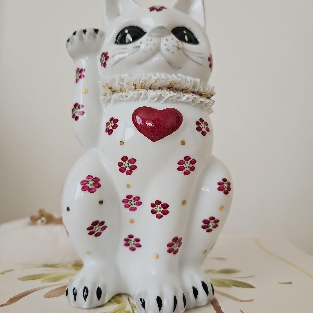  ARDEN. ロイヤルアーデン　ハート花柄招き猫ピンクキャット♥️
