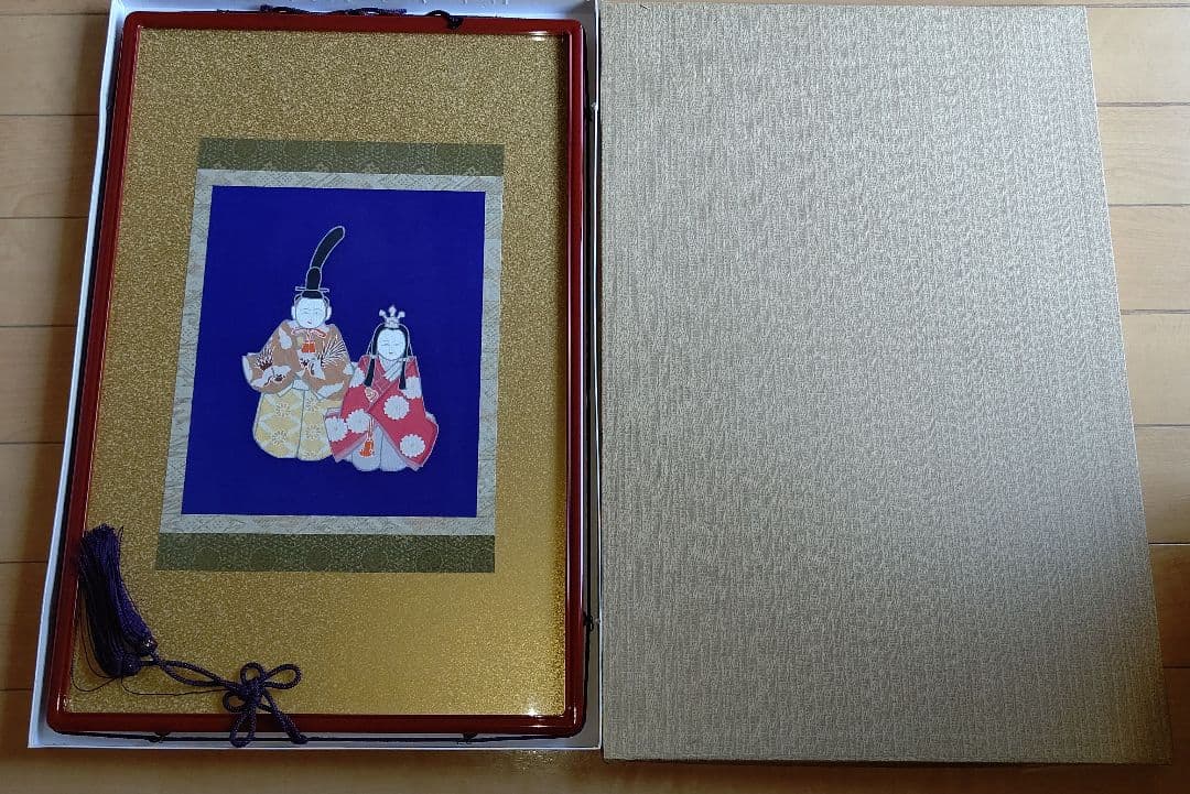 大きめ お雛様 壁掛け ガラスケース 額装 額縁 表具　おひなさま　ひな祭り