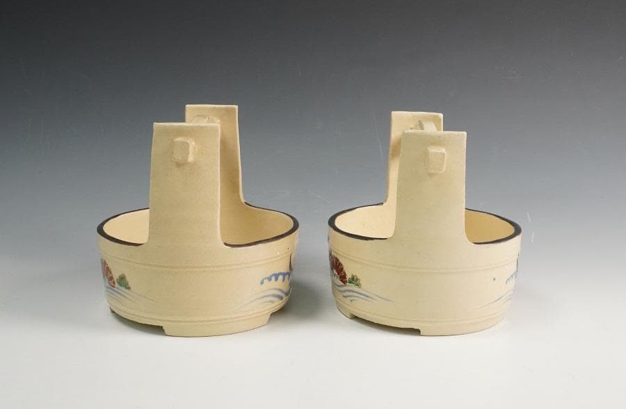 三浦竹軒 金彩 色絵 手桶 一双 茶器 共箱