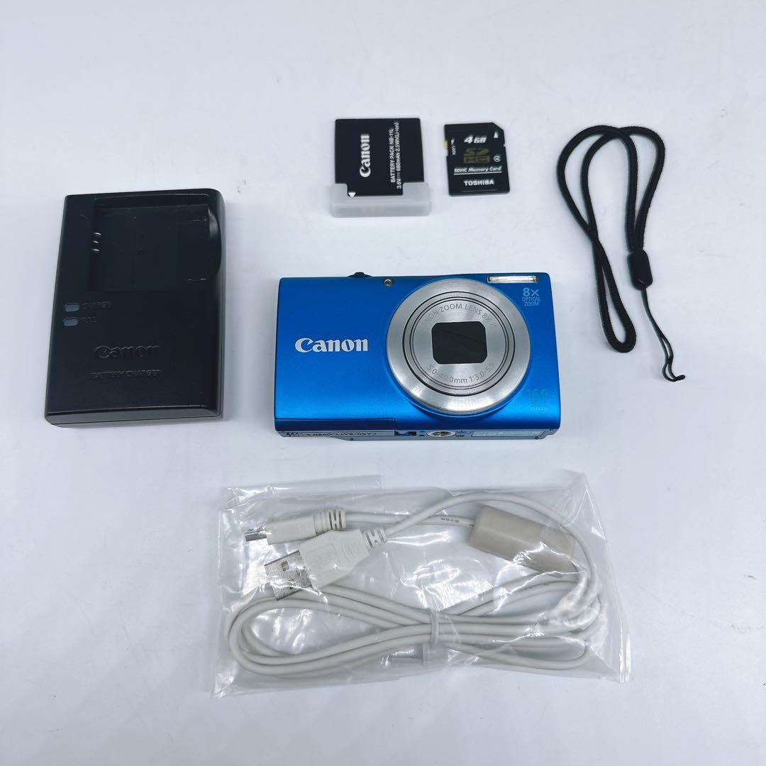 美品★Canon PowerShot A4000IS デジカメ ブルー