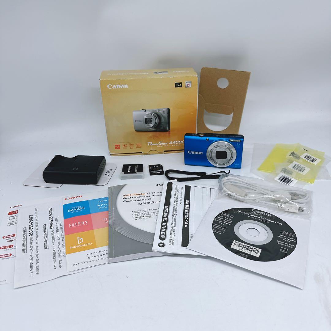美品★Canon PowerShot A4000IS デジカメ ブルー