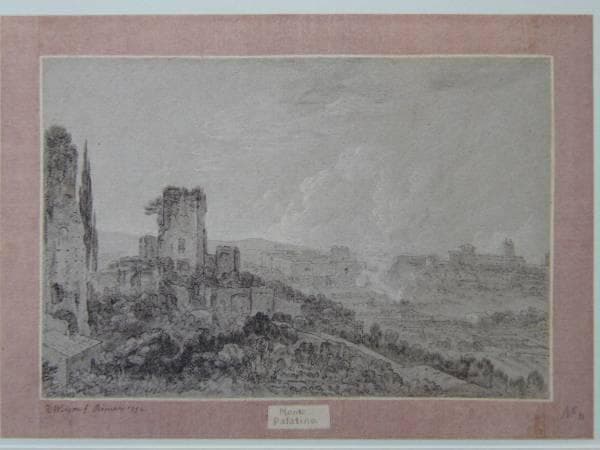 リチャード・ウィルソン、バラティーノの丘, ローマ、希少画集画、新品額装付