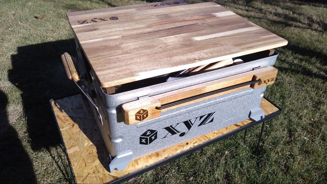 スノーピーク　シェルフコンテナ25用　スライド天板＆サイドテーブル＆サイドバー①