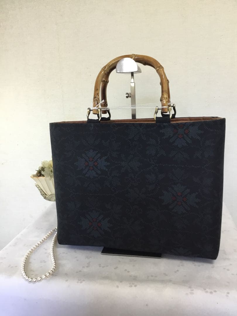 花ぷらら・最後の1点. ハンドメイド・大島紬・大きめ・トートバッグ・183