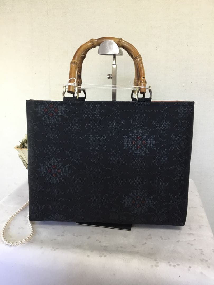 花ぷらら・最後の1点. ハンドメイド・大島紬・大きめ・トートバッグ・183