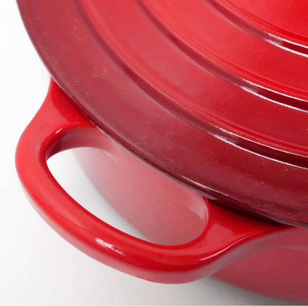 【美品】LE CREUSET　ココット ジャポネーズ　チェリーレッド　18cm