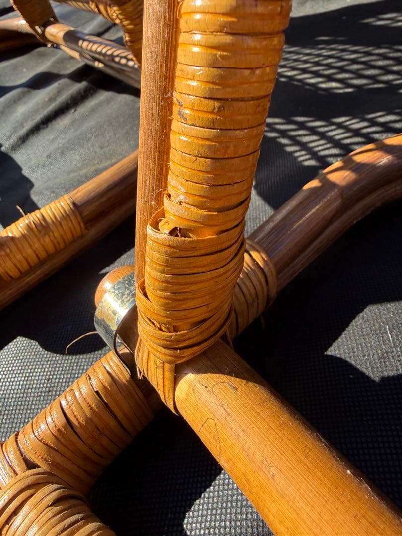 籐 ラタン 折りたたみ座椅子 4脚セット 和室 古民家 昭和レトロ 旅館仕様
