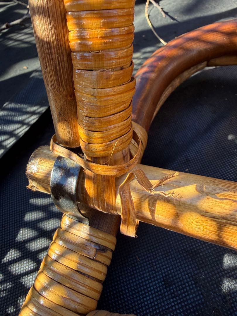 籐 ラタン 折りたたみ座椅子 4脚セット 和室 古民家 昭和レトロ 旅館仕様