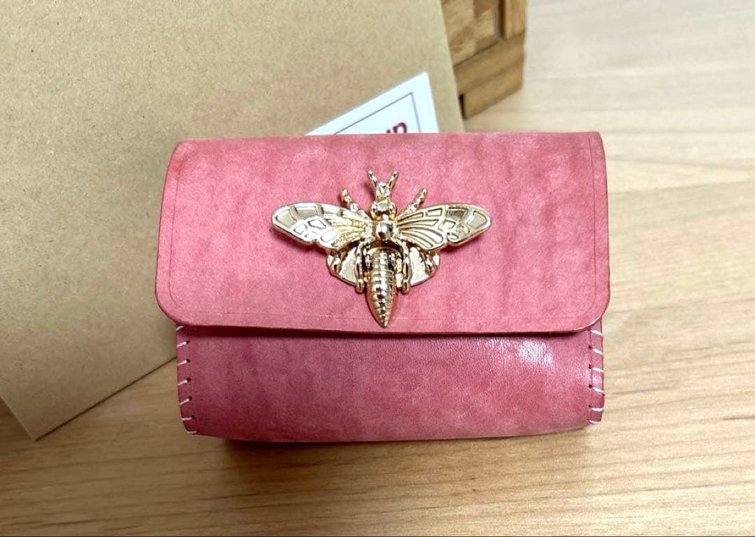 【新品未使用】Journal-up蜂留め具牛革収納ポーチコラージュ素材保管（S）