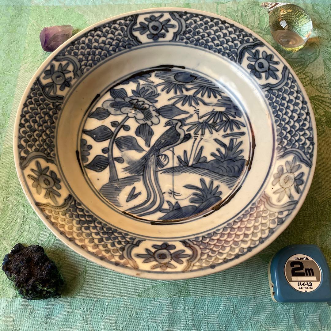 呉須染付　花鳥文様　古染付　中皿