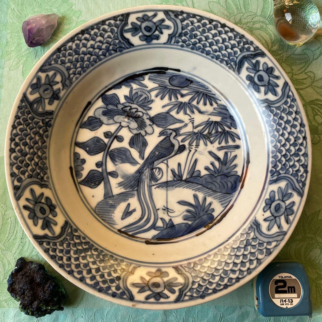 呉須染付　花鳥文様　古染付　中皿