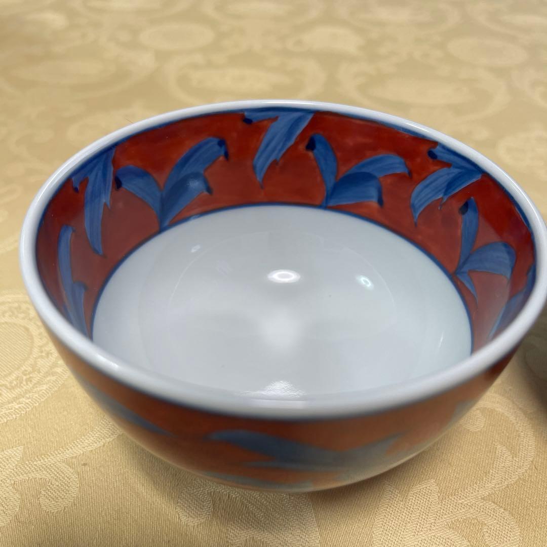 源右衛門作 赤濃牡丹飯茶碗　① 未使用品