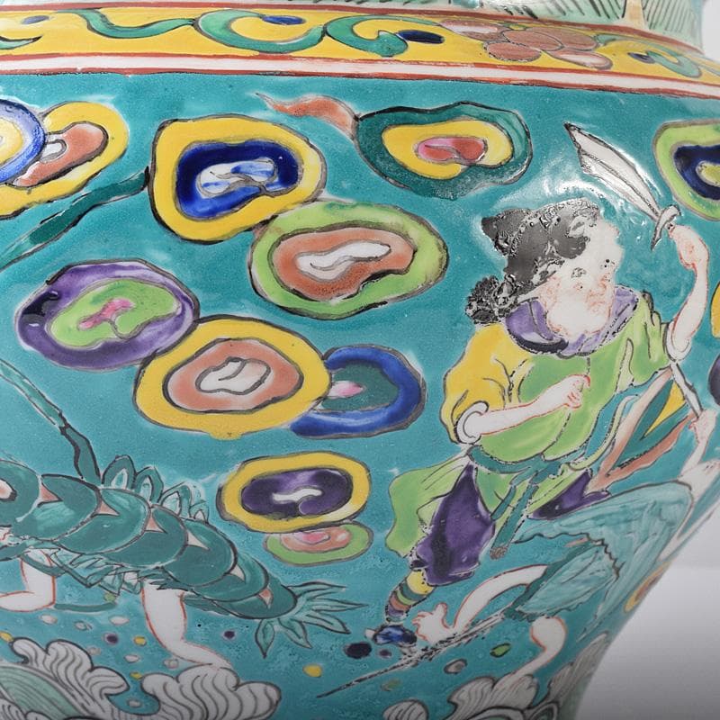 momo　中国　粉彩　人物魚藻文壺　花瓶　Ｍ　7499