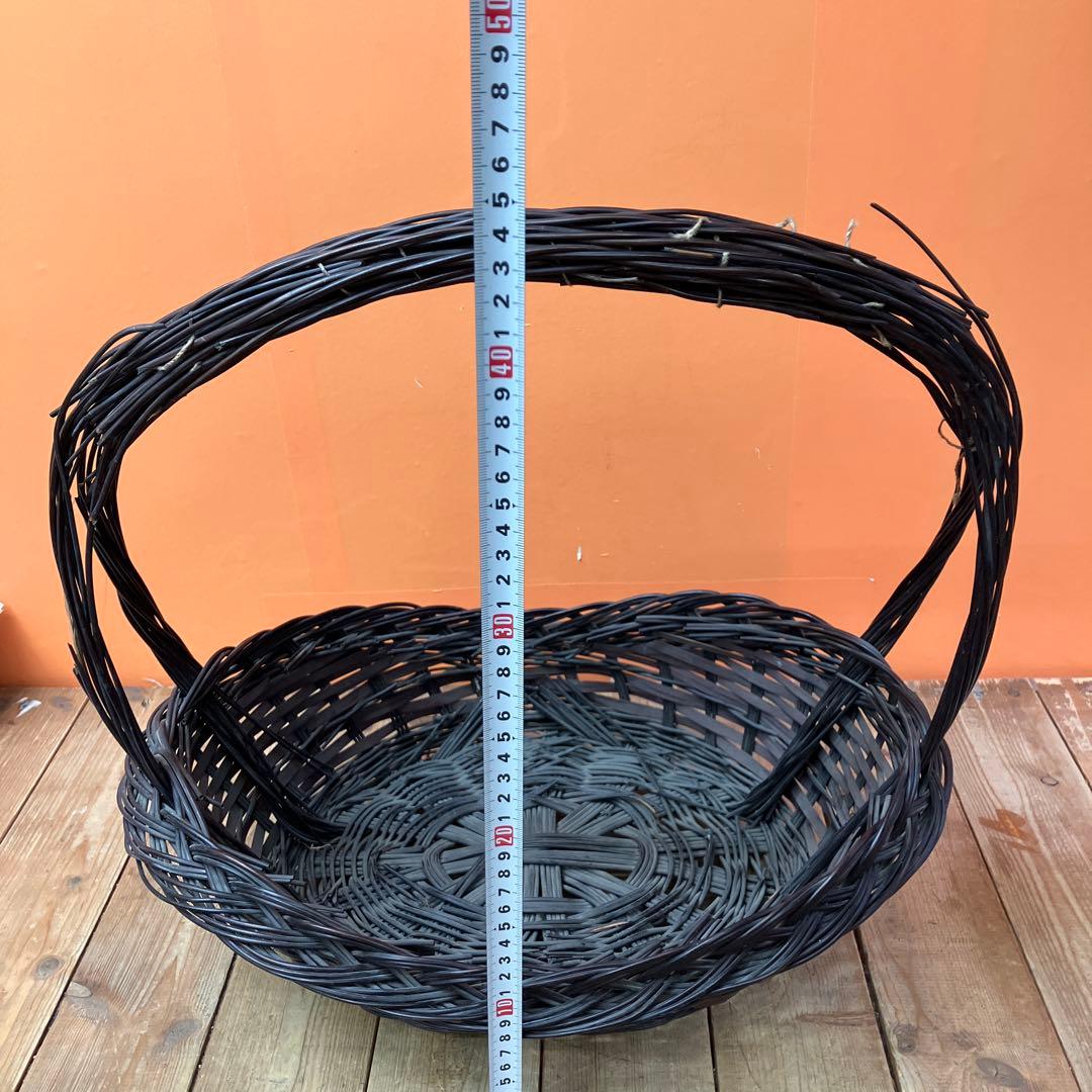 B-壁 持ち手付きバスケット かご カゴ インテリア収納 柳ラタンバスケット