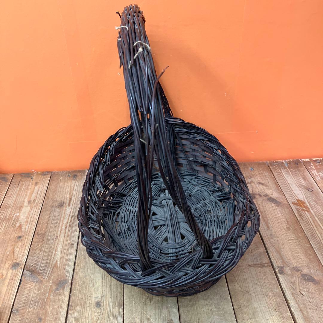 B-壁 持ち手付きバスケット かご カゴ インテリア収納 柳ラタンバスケット