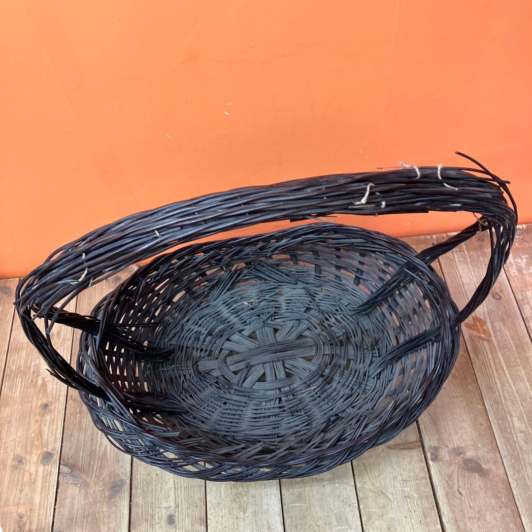 B-壁 持ち手付きバスケット かご カゴ インテリア収納 柳ラタンバスケット