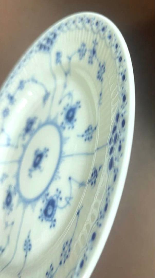 ロイヤルコペンハーゲンブルーフルーテッドハーフレースプレート17cm未使用近美品